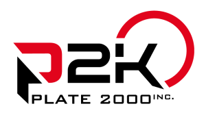 Black and red logo with "Plate 2000" text